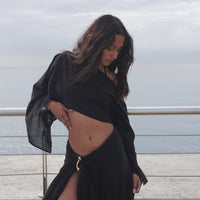 The Phoenix set, sheer black cotton beachwear by Nonza, made in France