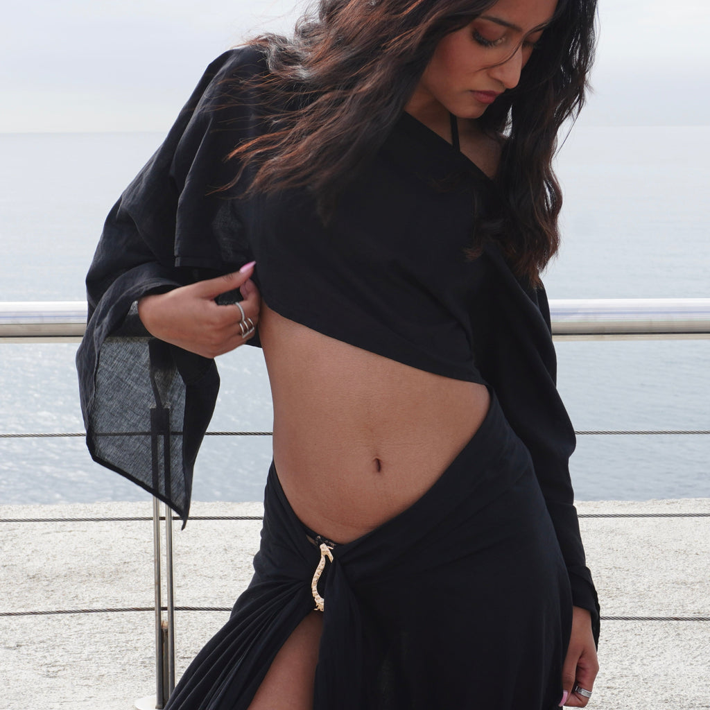  The Phoenix set, sheer black cotton beachwear by Nonza, made in France