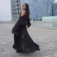 Two piece black elegant resort wear inspired by Euro summer. 